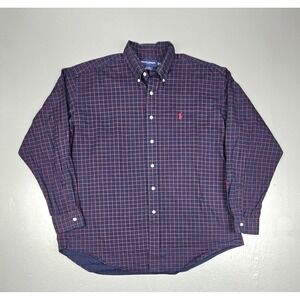 Polo Ralph Lauren Golf Button Down Shirt Mens XL Blue Tilden Checked Long Sleeve